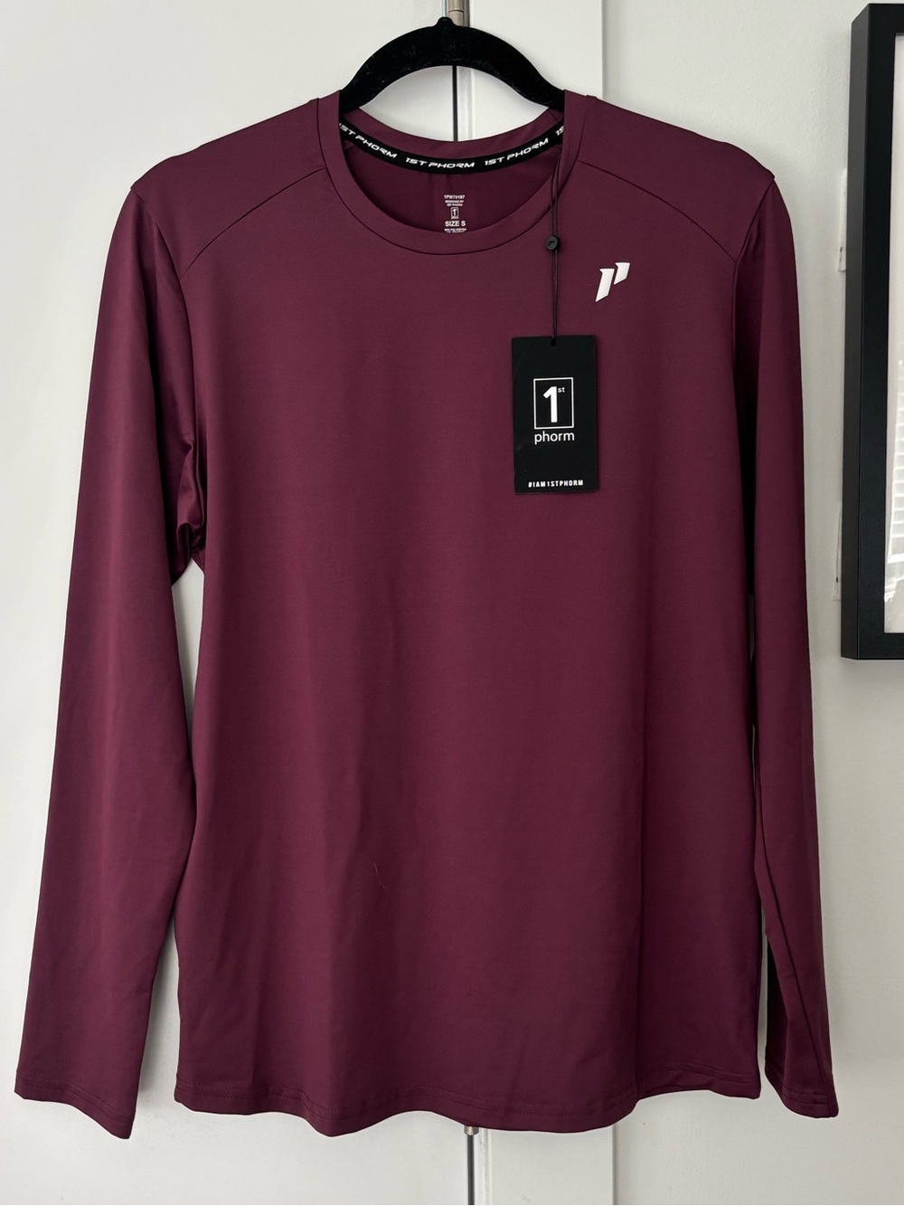 NWT Men's 1st Phorm Long sleeve crew neck tshirt size small burgundy